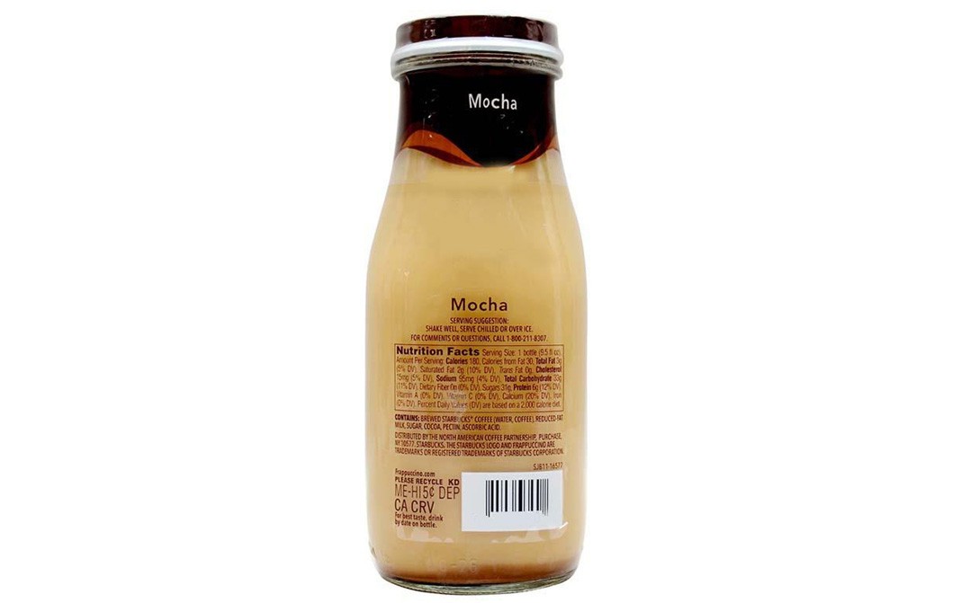 Starbucks Frappuccino Chilled Coffee Drink, Mocha   Glass Bottle  281 millilitre
